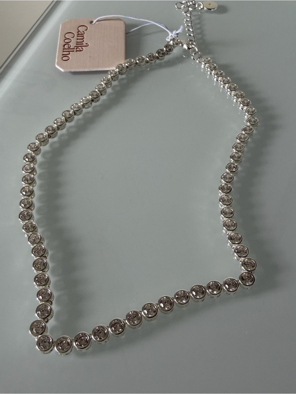 Camila Coelho Silver Cubic zirconia circle stone Tennis Necklace